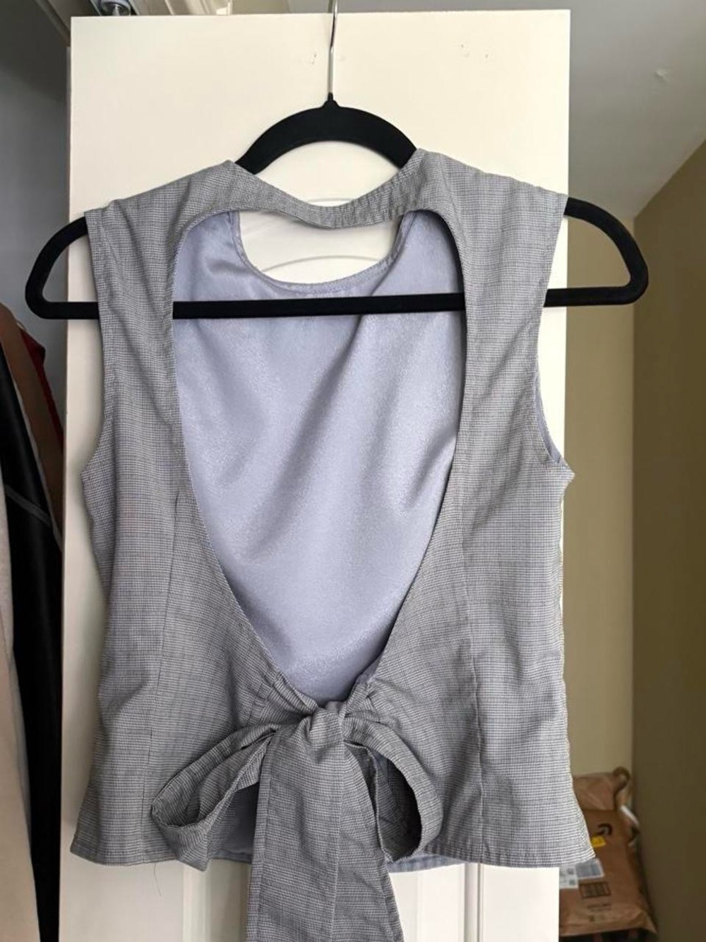 Lioness Grey Backless Tie-Back Top